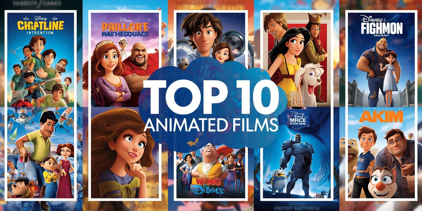 sitem için en iyi imdb puanlı 10 animasyon filmini temsil edicek bir görsel üret (1)