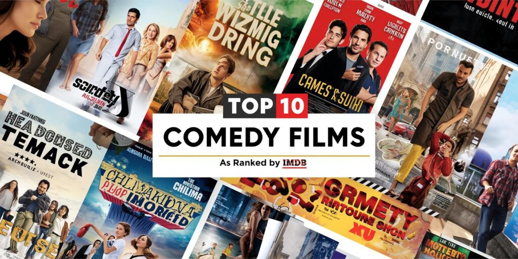 sitem için en iyi imdb puanlı 10 komedi filmini temsil edicek bir görsel üret