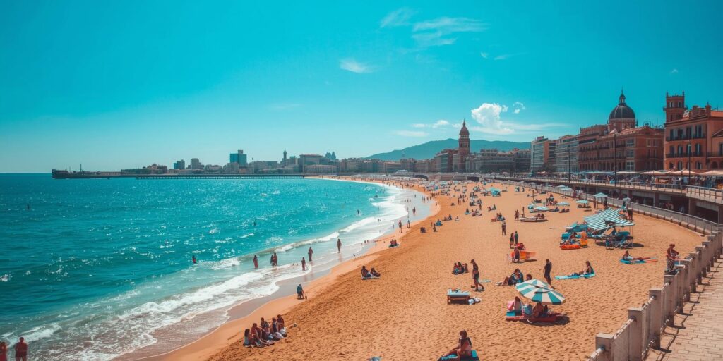 barceloneta beach görseli oluştur sitemde kullanmalık gerçekçi